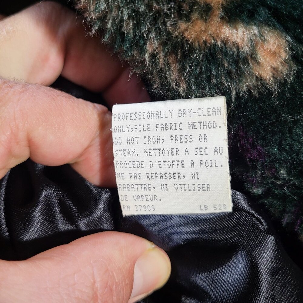 Vintage Monterey Fashions Faux Fur Black Leaf Swing Coat Jacket Medium - Picture 8 of 15